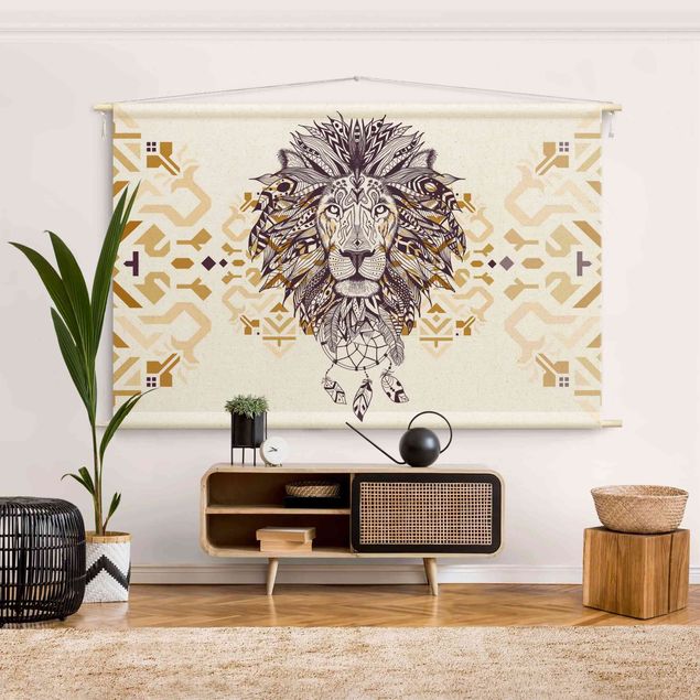 Wandbehang modern Boho Löwe mit Traumfänger II