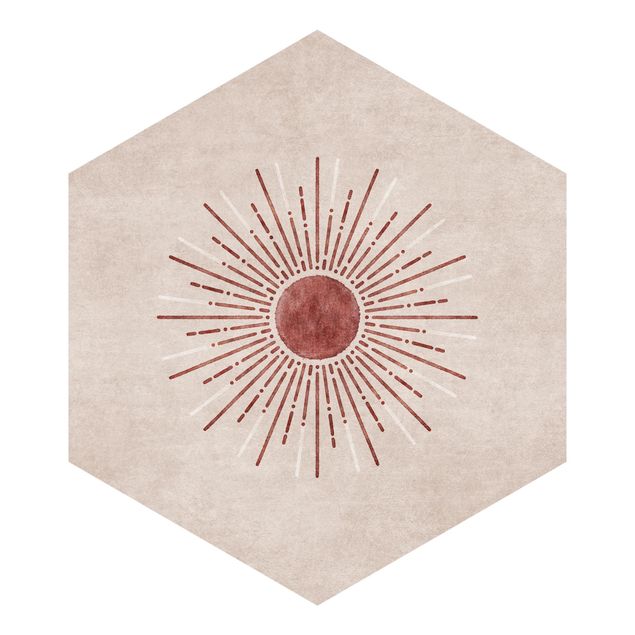 Hexagon Tapete selbstklebend - Boho Sonne I