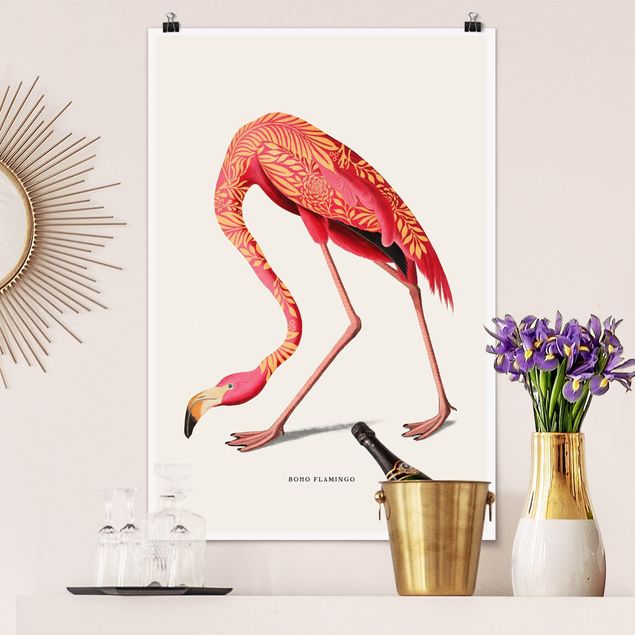 Wandbilder Tiere Boho Vogel - Flamingo