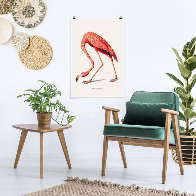 Retro Poster  Boho Vogel - Flamingo