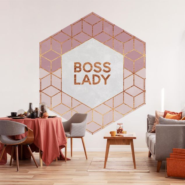Geometrische Muster Tapete Boss Lady Sechsecke Rosa