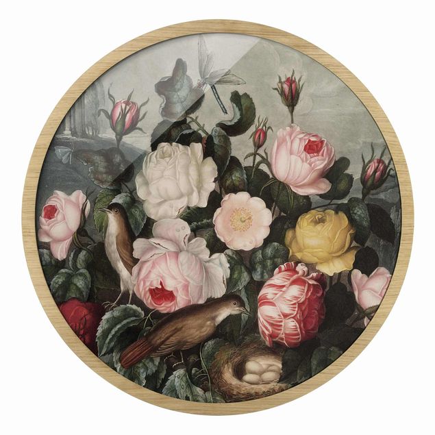 Wandbilder mit Rahmen Botanik Vintage Illustration Rosen