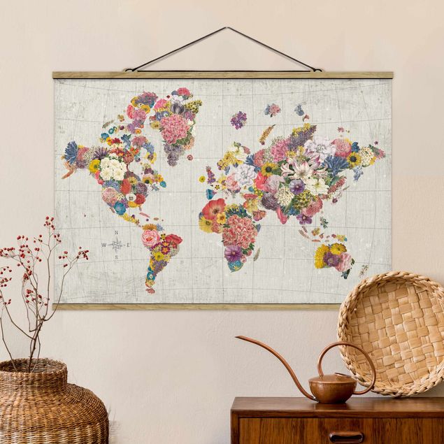 Wandbilder Botanische Weltkarte