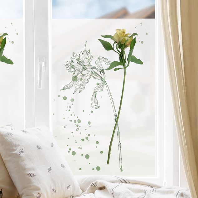 Blumen Fensterbilder Botanisches Aquarell - Lilie