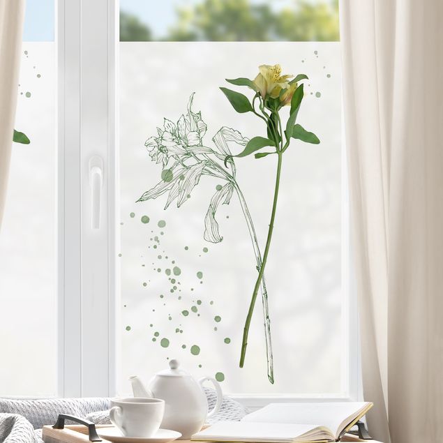 Fensterfolie Gräser Botanisches Aquarell - Lilie