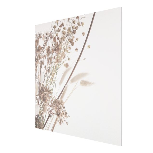 Forex Fine Art Print - Bouquet aus Ziergras und Blüten - Quadrat 1:1