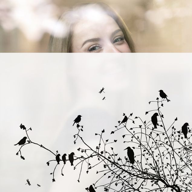 Fensterbilder XXL Branches and Birds in Autumn
