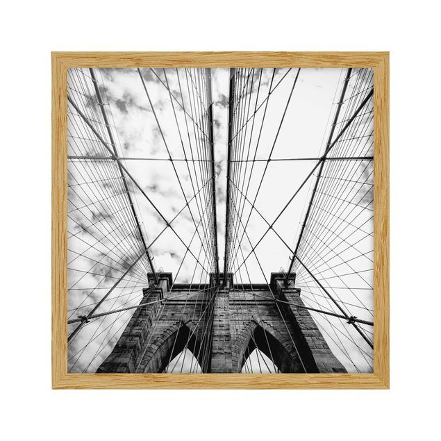 Bild mit Rahmen - Brooklyn Bridge in Perspektive - Quadrat