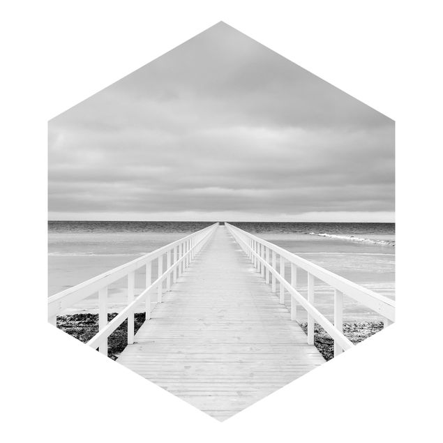Tapeten weiß Brücke in Schweden Schwarz-Weiß