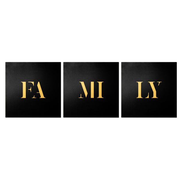 Schöne Leinwandbilder Buchstaben FAMILY Weiß Set I