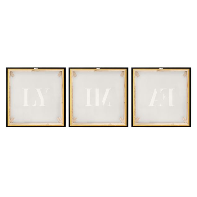 Leinwandbild 3-teilig - Buchstaben FAMILY Weiß Set I