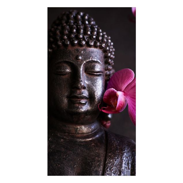 Duschrückwand - Buddha mit Rosa Orchidee