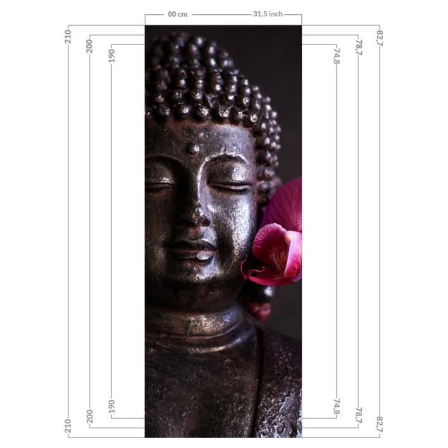 Duschrückwand - Buddha mit Rosa Orchidee