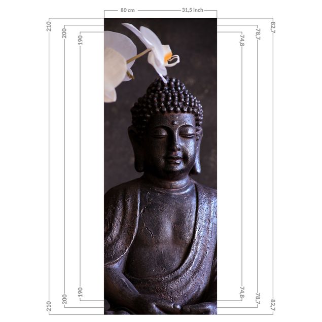 Duschrückwand - Buddha mit Weißer Orchidee