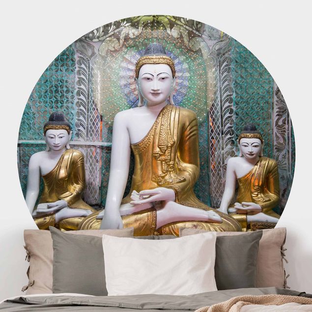 Tapeten rund Buddha Statuen