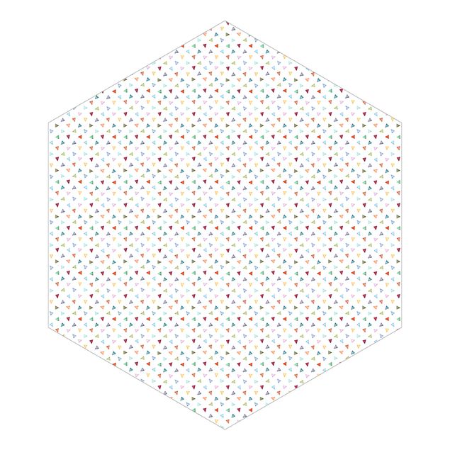 Hexagon Tapete Bunte Aquarell Dreiecke