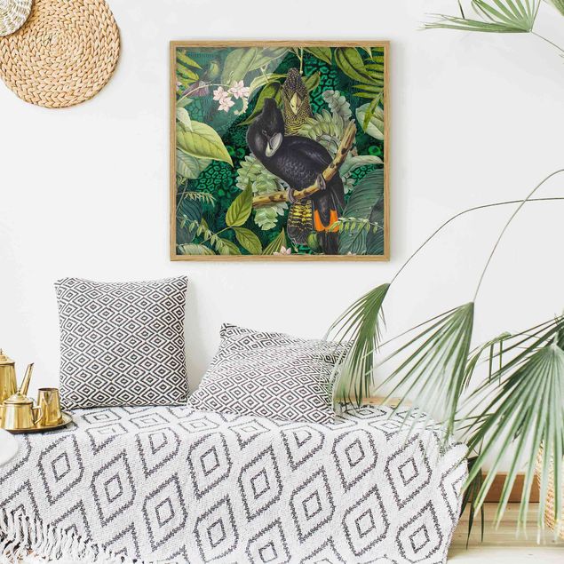 Schöne Wandbilder Bunte Collage - Kakadus im Dschungel