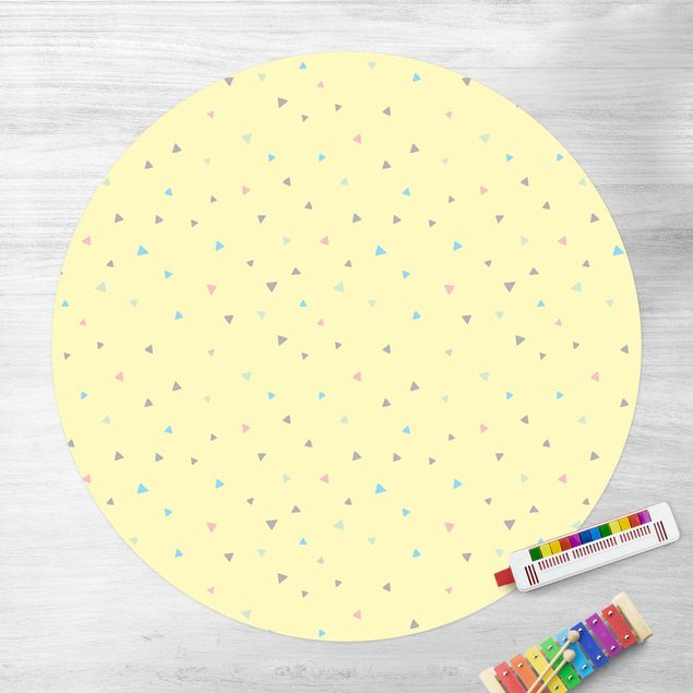 Teppiche Bunte gezeichnete Pastelldreiecke auf Gelb