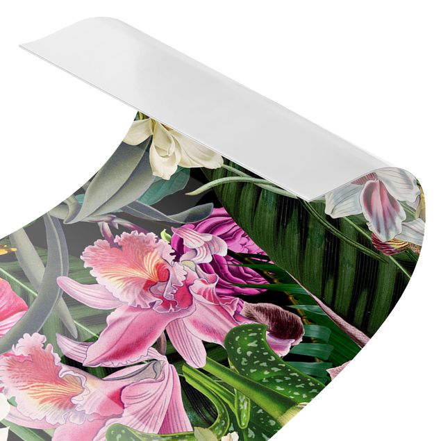 Spritzschutz Bunte tropische Blumen Collage II