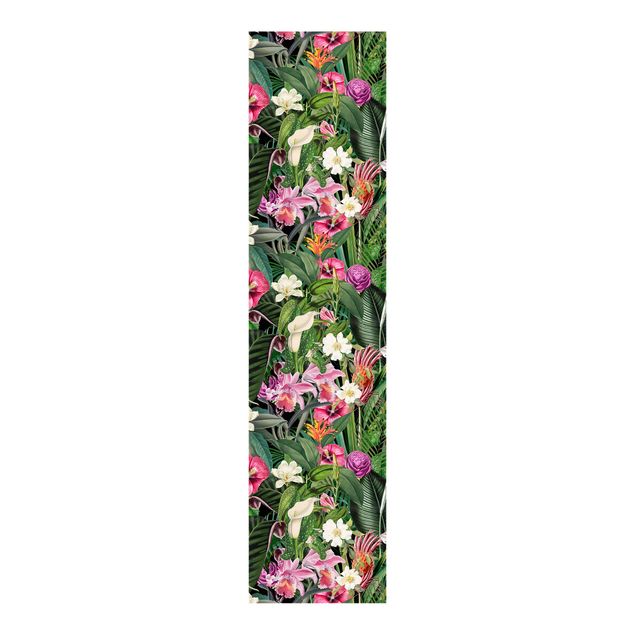 Schiebegardinen mit Motiv 3-teilig Bunte tropische Blumen Collage