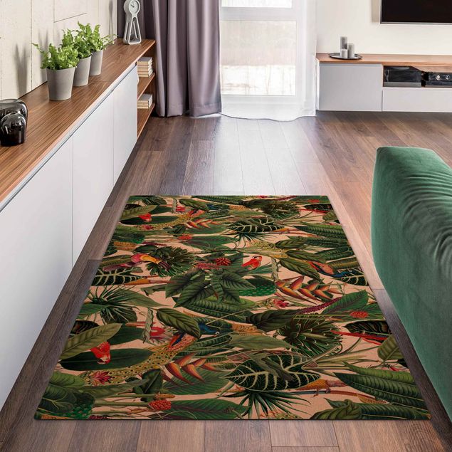 Moderner Teppich Bunter tropischer Regenwald Muster