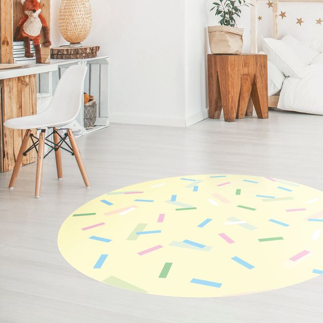 Teppich modern Buntes Konfetti aus Pastellstreifen