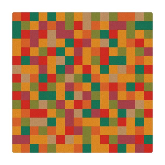 Kork-Teppich - Buntes Mosaik Zirkus - Quadrat 1:1