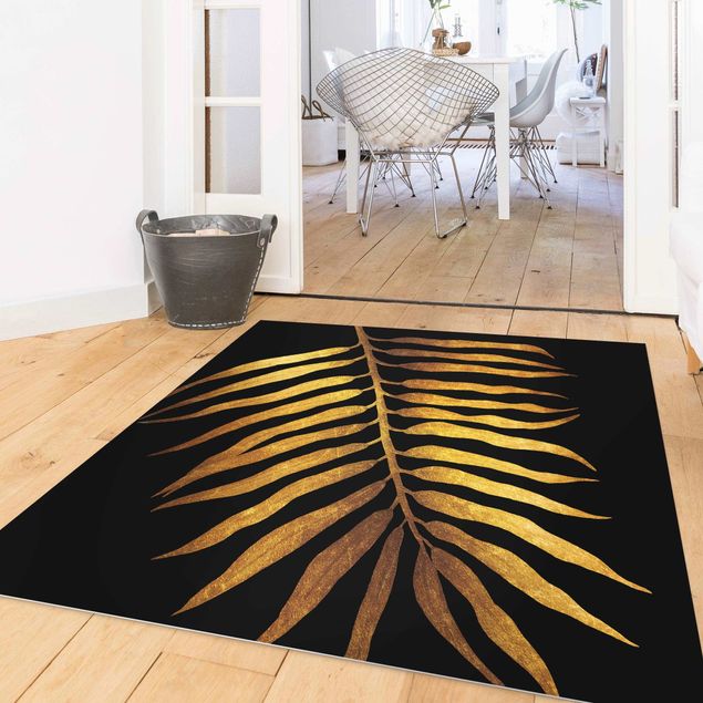 Teppiche Gold - Palmenblatt II auf Schwarz