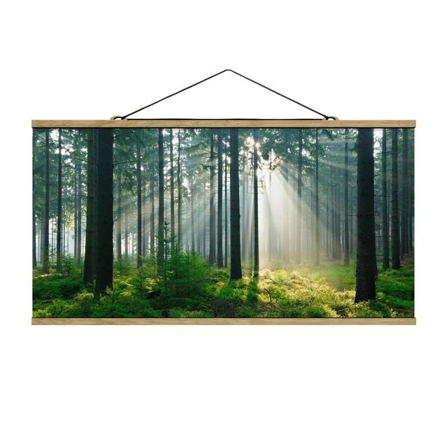 Stoffbild mit Posterleisten - Enlightened Forest - Querformat 2:1