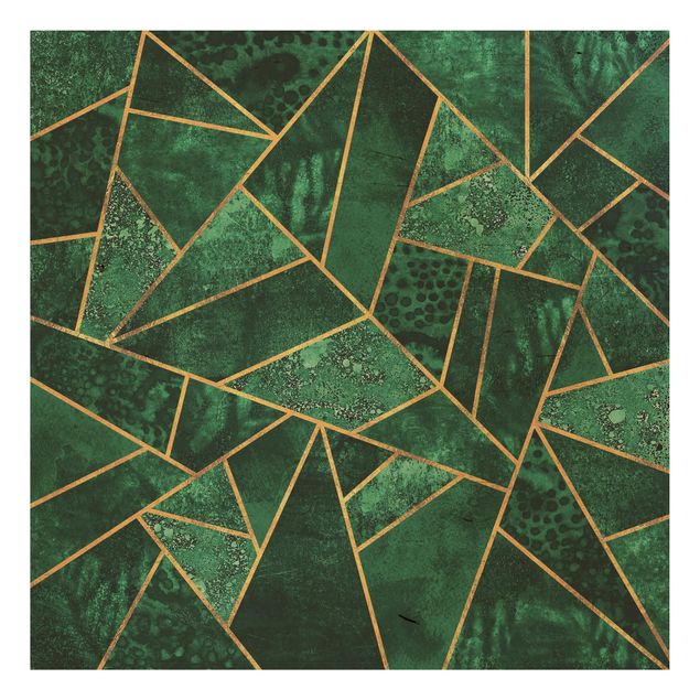 Holzbild - Dunkler Smaragd mit Gold - Quadrat 1:1