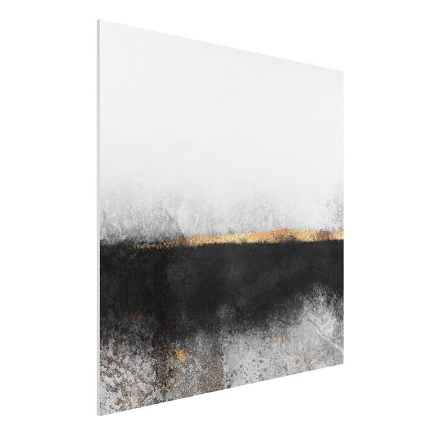 Wandbilder abstrakt Abstrakter Goldener Horizont Schwarz Weiß