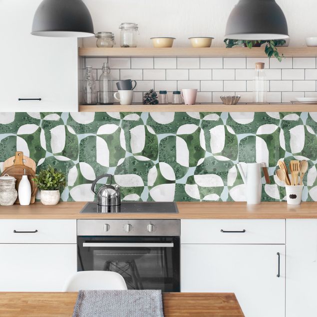 Glasrückwand Küche Muster Lebende Steine Muster in Grün