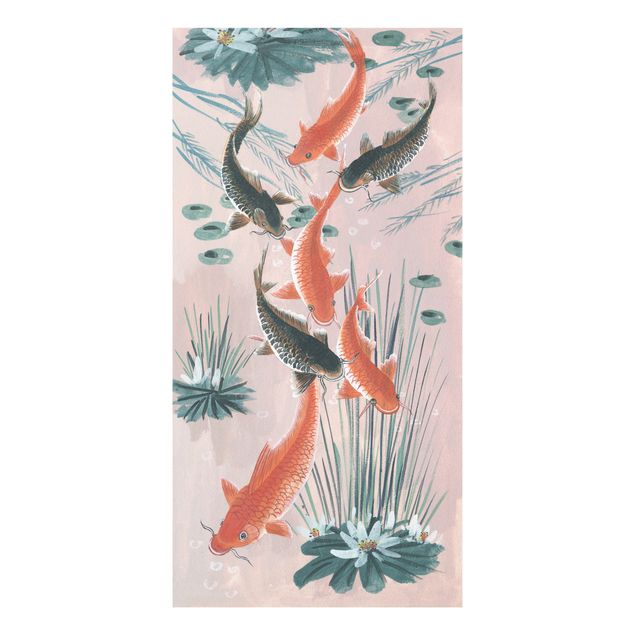 Bilder auf Hartschaumplatte Asiatische Malerei Kois im Teich I