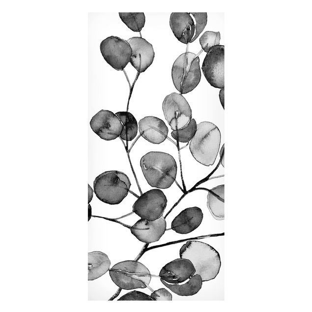 Magnettafel Blumen Schwarz Weiß Aquarell Eukalyptuszweig