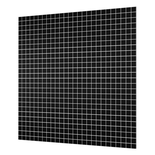 Glas Spritzschutz - Mosaikfliesen Schwarz Matt - Quadrat - 1:1