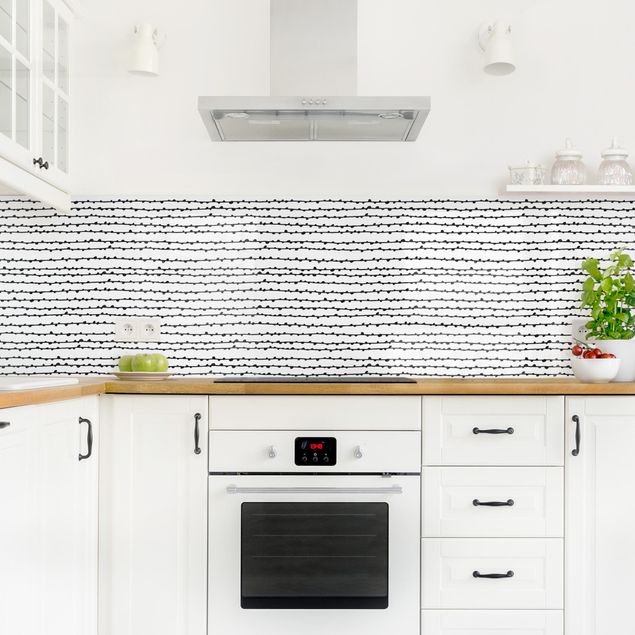 Küchenrückwand Schwarz-Weiß Schwarze Tusche Wilde Linien
