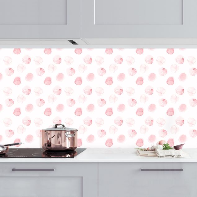 Küchenrückwände Platte Aquarell Punkte Rosa I