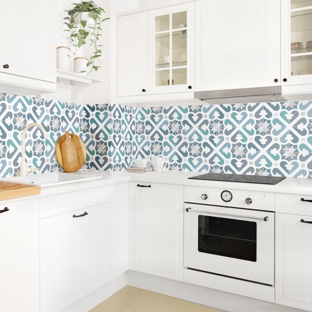 Küchenrückwand abstrakt Geometrische Fliesen - Wasser