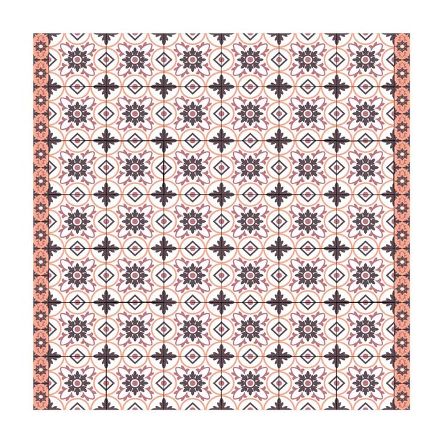 Moderne Teppiche Geometrischer Fliesenmix Blume Orange