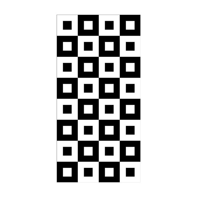 Teppich Schachbrettmuster Geometrisches Muster aus Schwarz Weißen Quadraten
