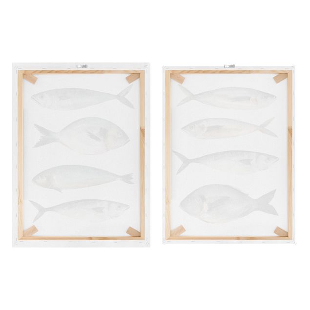 Schöne Wandbilder Acht Fische in Aquarell Set I