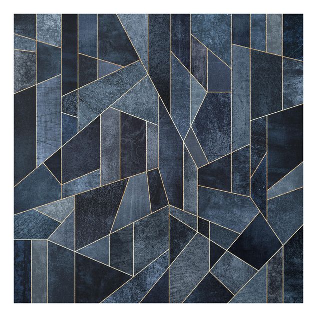 Forex Fine Art Print - Blaue Geometrie Aquarell - Quadrat 1:1