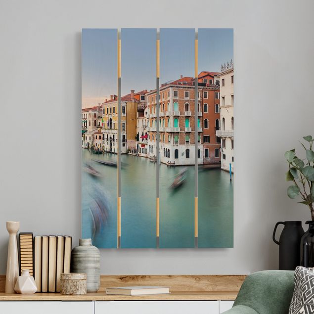 Moderne Holzbilder Canale Grande Blick von der Rialtobrücke Venedig