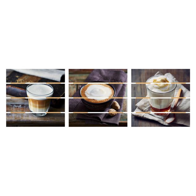 Holzbild 3-teilig - Caffè Latte - Quadrate 1:1