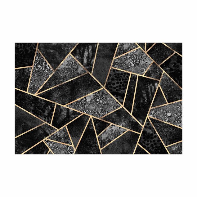 Moderner Teppich Graue Dreiecke Gold