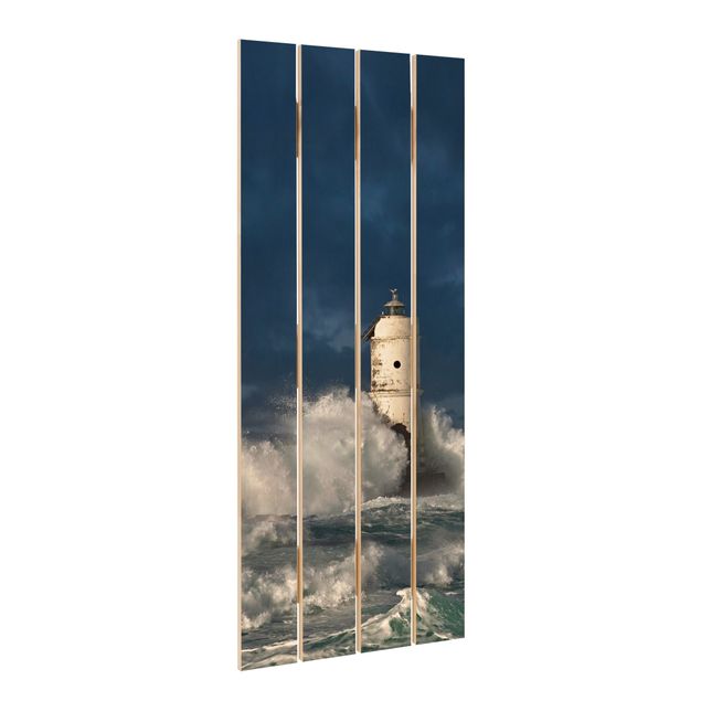 Holzbild - Leuchtturm auf Sardinien - Hochformat 5:2
