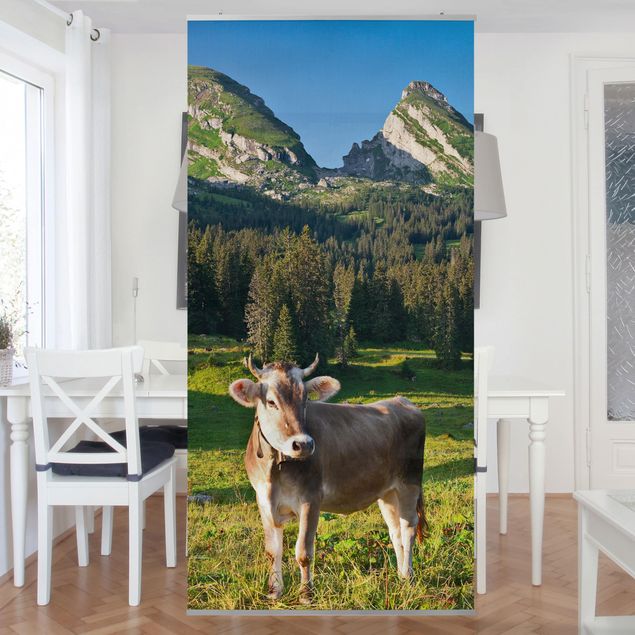 Vorhang Raumteiler Schweizer Almwiese mit Kuh