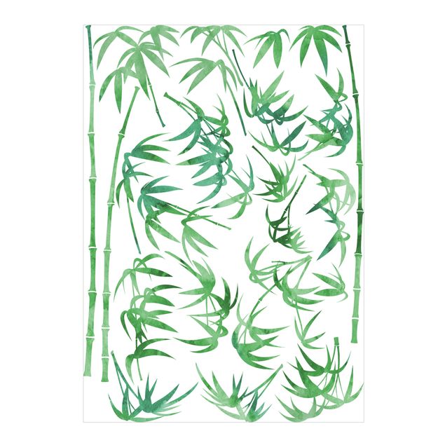 Wandtattoo Pflanze Aquarell Bambus Baum Grün