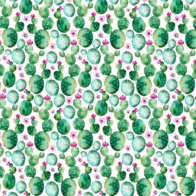Selbstklebefolie Vinyl Kaktus mit Blüten Aquarell