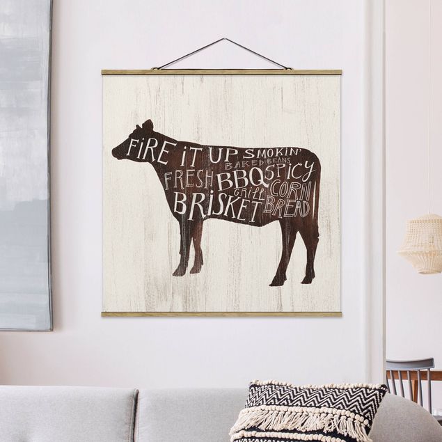 Wandbilder Tiere Bauernhof BBQ - Kuh